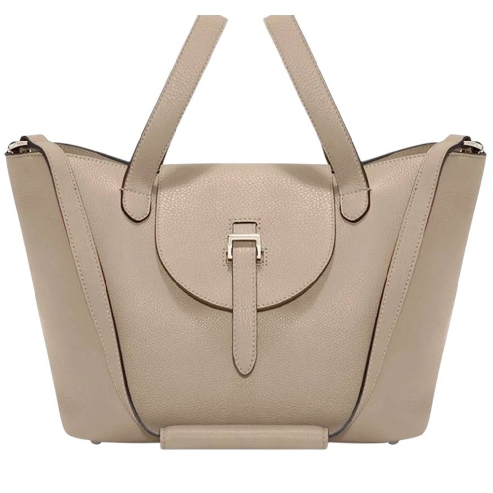 Meli Melo Thela Medium Taupe Cowhide Leather Satchel Shoulder Bag Italy